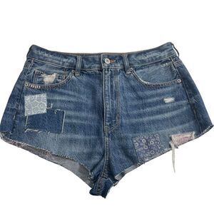 NWT American Eagle Jean Shorts ALTERED Cheeky Cut Off Patchwork Denim‎ Size 8